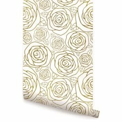 New 🎉 Accentuwall Gold Roses Wallpaper, Peel And Stick, 24"x108" 👏
