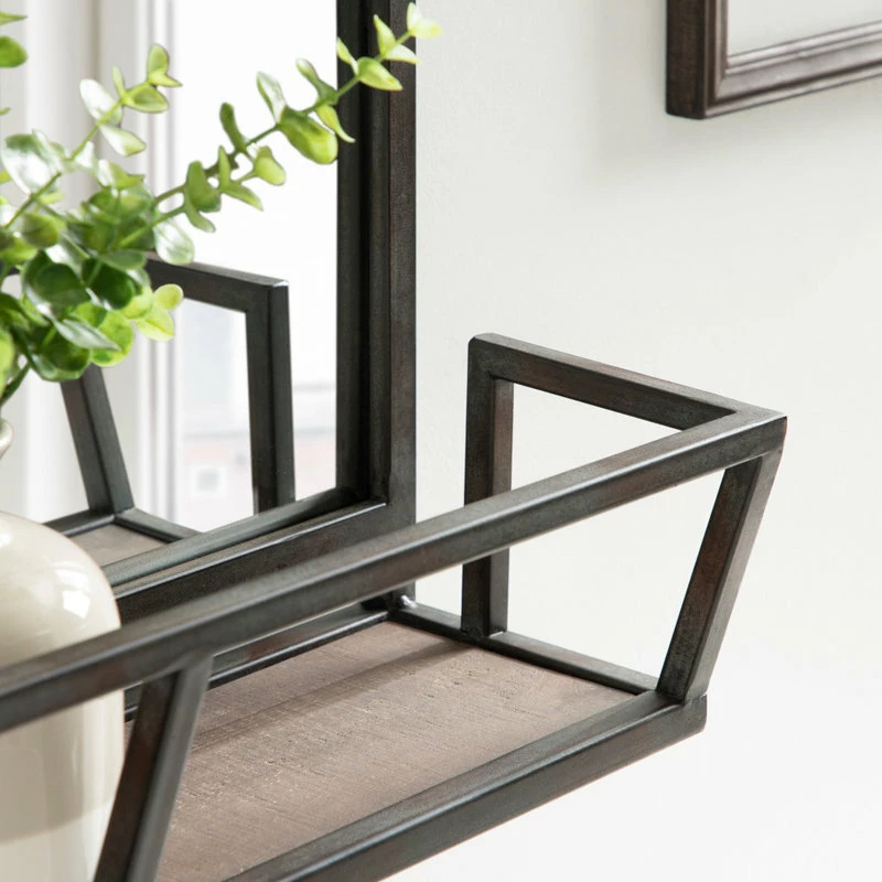 Top 10 🎉 Uniek Jackson Decorative Rustic Metal Home Organizer Mirror With Shelf, Black 🛒 - Image 8