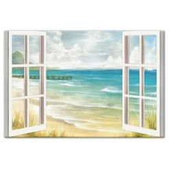 Best Pirce 😀 DDCG Open Windows To Beach Paradise 32x48 Canvas Wall Art 🤩