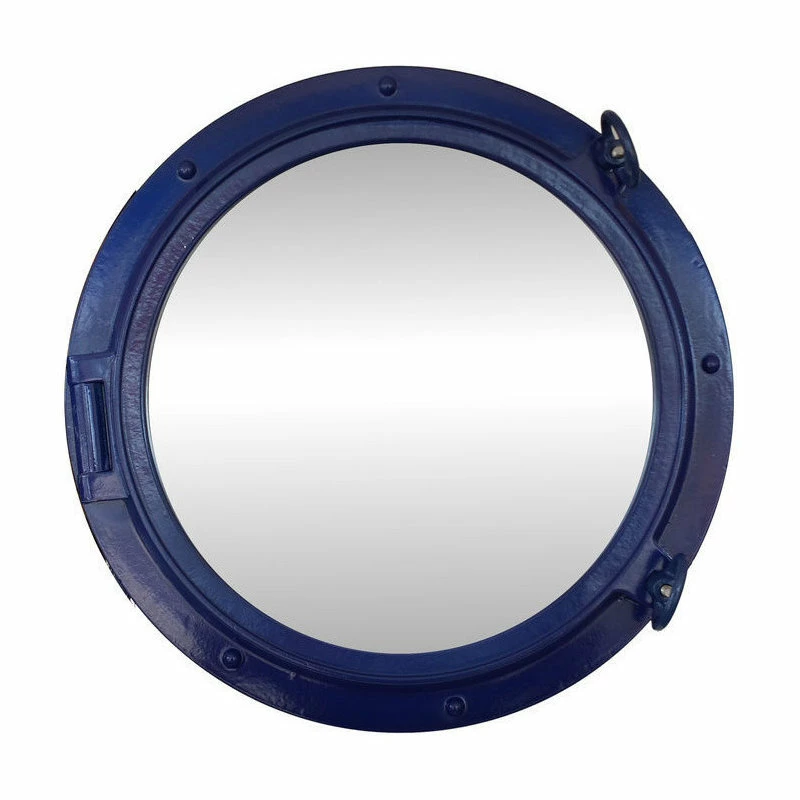 Buy ⭐ Handcrafted Nautical Decor Porthole Mirror, Navy Blue, 24" 🤩 - Image 3
