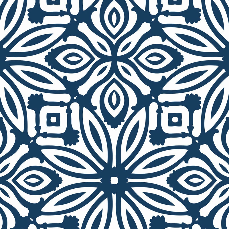 Discount โญ Accentuwall Geo Flowers Peel And Stick Wallpaper, Navy, 24"x108" ๐ - Image 5