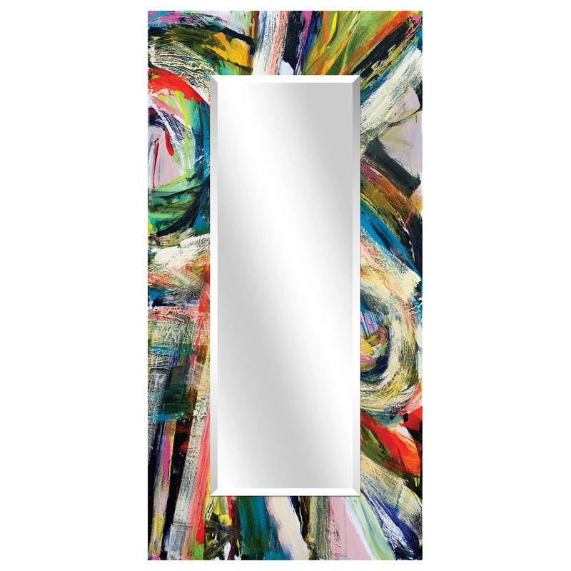 Outlet โญ Empire Art Direct "Rock Star I" Rectangular Beveled Mirror On Printed Abstract Tempered Art Glass ๐