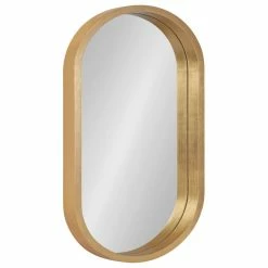 New 🔔 Uniek Travis Capsule Framed Wall Mirror, Gold 20x30 😀