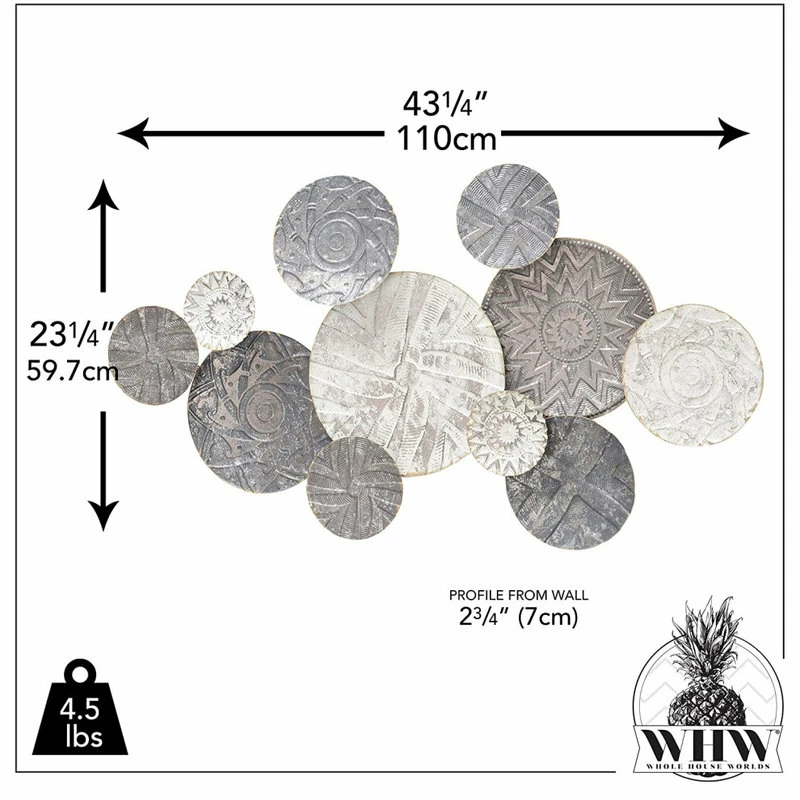 Cheapest ๐ Whole House Worlds Modernist Floating Roundels, Atelier Metal Wall Decor, Gray White Washed Patina ๐ - Image 2
