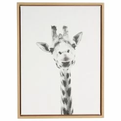 Outlet ✔️ Uniek Giraffe Portrait Black And White Framed Canvas Wall Art 🔔