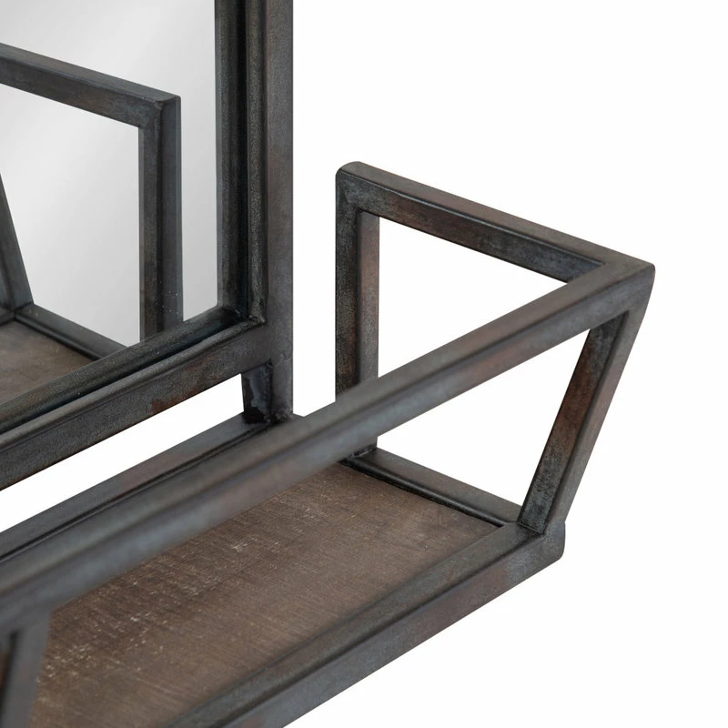 Top 10 🎉 Uniek Jackson Decorative Rustic Metal Home Organizer Mirror With Shelf, Black 🛒 - Image 6