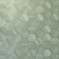 Cheap 👍 Zambaiti Parati Hexagon Green Gold Geometric Faux Sisal Grasscloth Wallpaper, 27 Inc X 33 Ft Rol 👏