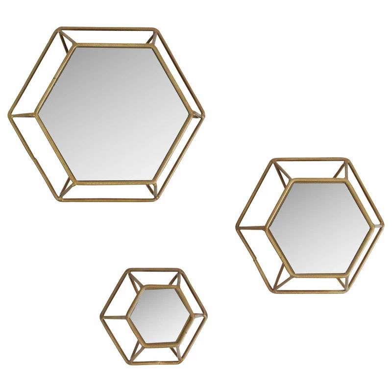 Budget ⌛ Aspire Home Accents, Inc. Shanton Hexagonal Wall Mirrors (Set Of 3) ✨ - Image 3