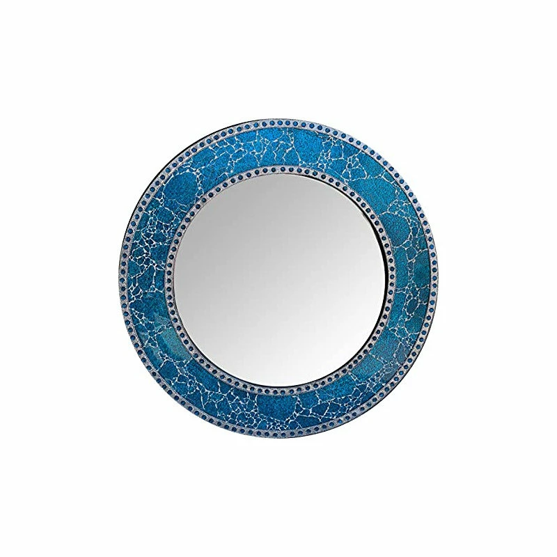 Hot Sale ๐ฅ DecorShore ™ Decorative Round Framed Wall Mirror Glass Mosaic, 24", Ocean Blue ๐