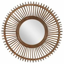 Outlet 😀 Brimfield & May Brown Wood Bohemian Wall Mirror 30" X 3" X 30" 💯