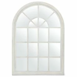 New 🎁 GDFStudio Sebastiane Traditional Arched Windowpane Mirror, White Wash ❤️