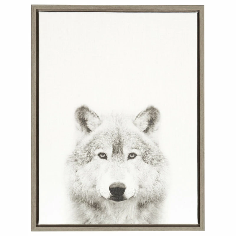 Flash Sale โจ Uniek Sylvie Wolf Framed Canvas Wall Art By Simon Te Tai, Gray, 18x24 ๐