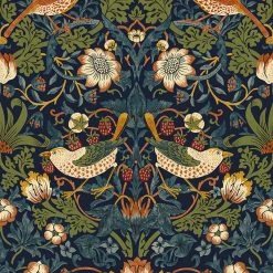 New 😉 BME Furniture Navy Blue Paradise Birds 32'x20.8" Wallpaper 🌟