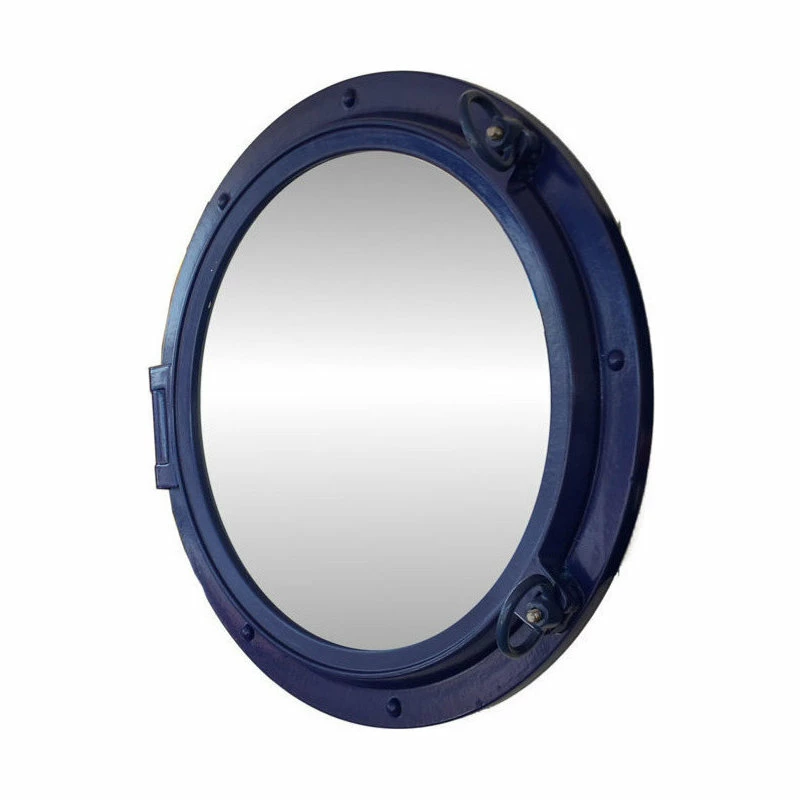 Buy ⭐ Handcrafted Nautical Decor Porthole Mirror, Navy Blue, 24" 🤩 - Image 4
