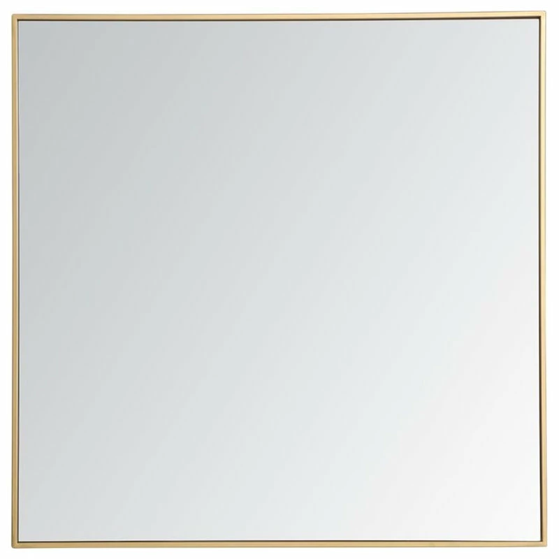 Cheapest ⌛ Elegant Furniture & Lighting Elegant Decor Eternity 36" Square Contemporary Metal Frame Mirror In Brass 🔔