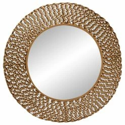 Deals 🎉 Zimlay Modern Style Large Round Twisted Gold Metal Wall Mirror 86974 🌟