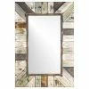 Promo 💯 American Art Decor, Inc. Rustic Wood Plank Rectangular Framed Wall Mirror 😍