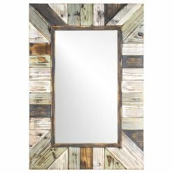 Promo 💯 American Art Decor, Inc. Rustic Wood Plank Rectangular Framed Wall Mirror 😍