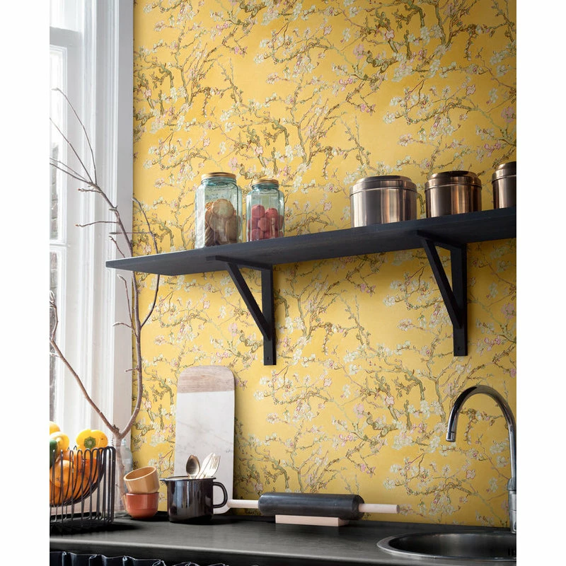 Budget โค๏ธ Walls Republic Blossoming Almond Trees Wallpaper, Yellow, Double Roll ๐งจ