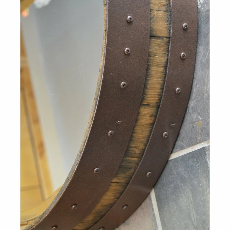 Flash Sale ๐ Alpine Wine Design Napa Valley ๐จ Hammered Copper Wine Barrel Mirror ๐ - Image 3