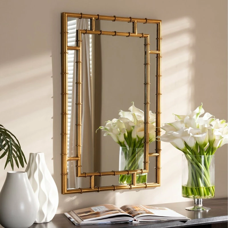 Cheapest 🛒 Wholesale Interiors Adra Modern And Contemporary Gold Bamboo Accent Wall Mirror ✔️ - Image 2