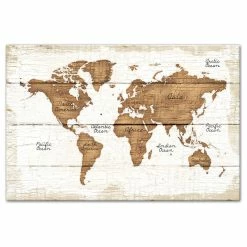 Best deal 🥰 DDCG Distressed Wood World Map Canvas Wall Art, 24"x36" 💯