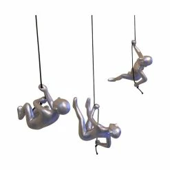 Budget ✔️ Eladitems Climbing Man Pos 1, 2, 3 Wall Art!, Set Of 3, Silver ⭐