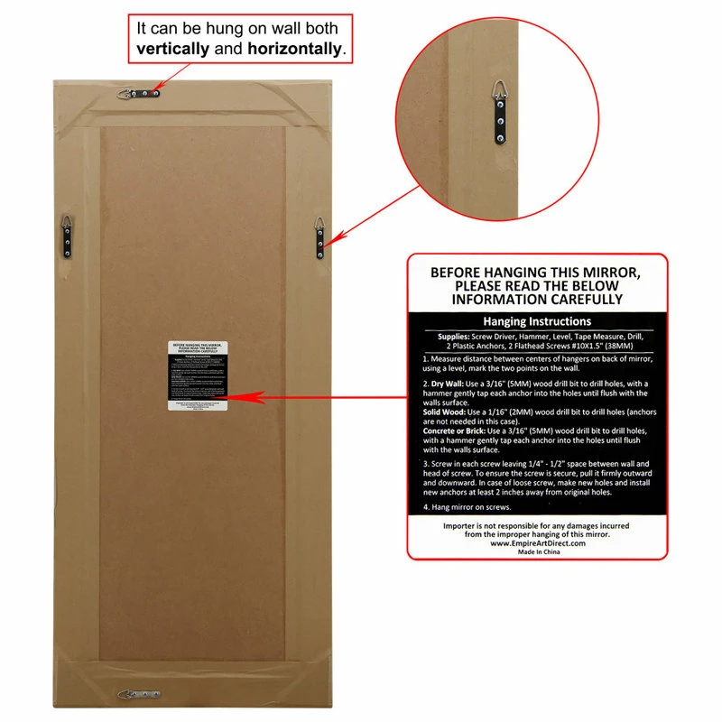 Best reviews of 🥰 Empire Art Direct Champagne Beveled Antique Wall Mirror, 1" Beveled Center, Wood Frame, 24"x54" ✨ - Image 7