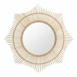 Outlet 🤩 KOUBOO Rattan Round Halo Wall Mirror, Natural ⭐
