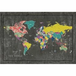 Coupon โค๏ธ DDCG Colorful World Map Canvas Wall Art, 48"x32", Unframed ๐