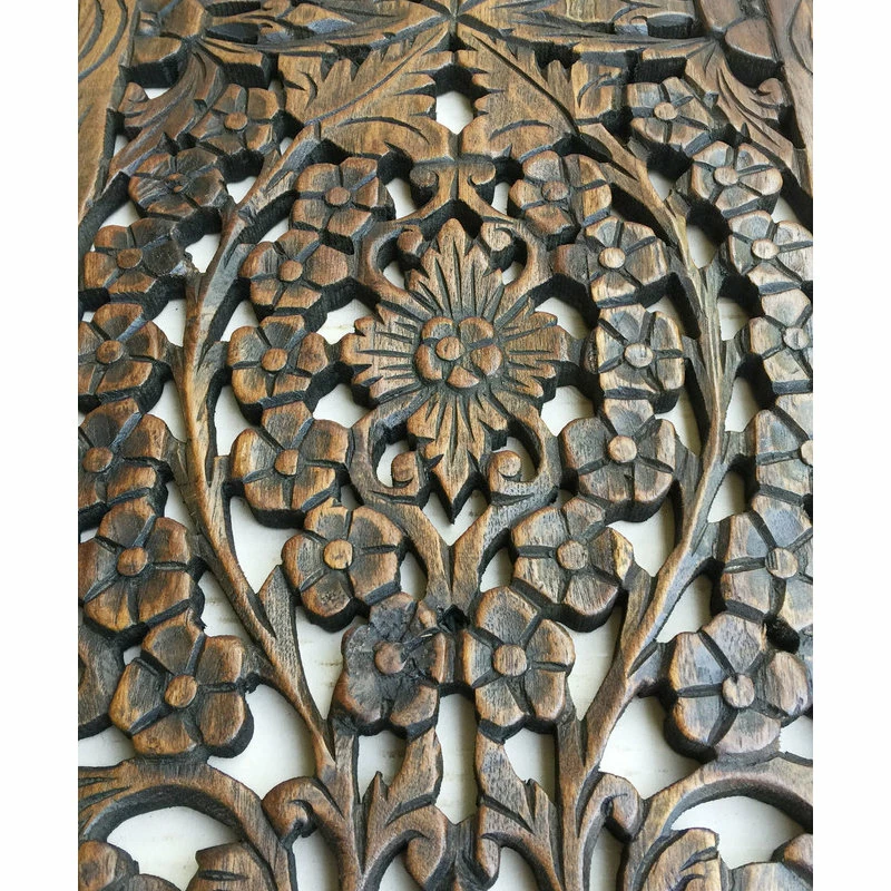 Discount 🛒 Asiana Home Decor Floral Wood Carved Wall Panel, Walnut Dark Brown, 35.5"x13.5" 🤩 - Image 5