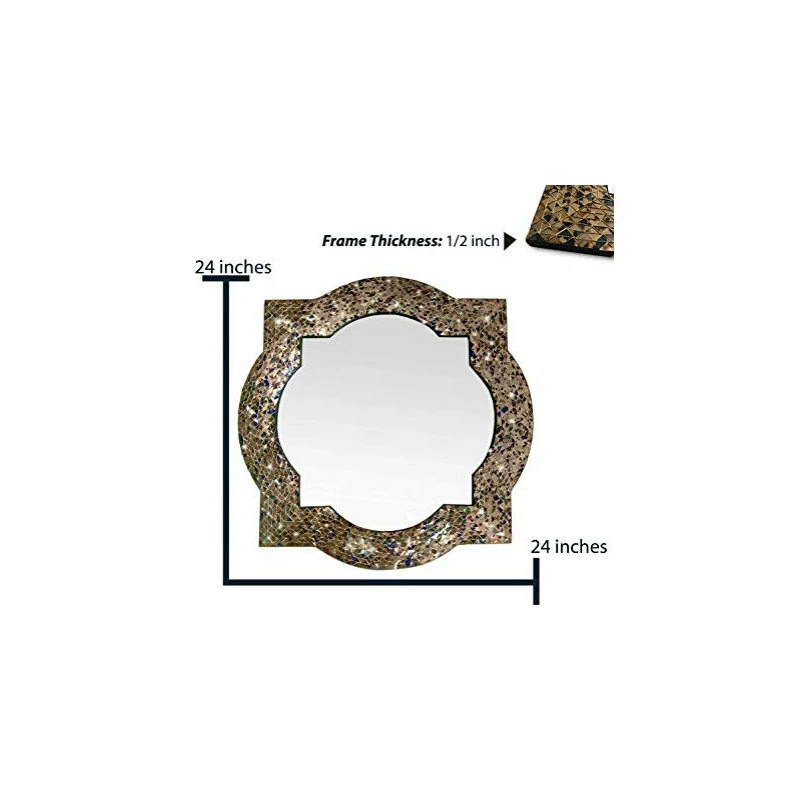 Buy ๐คฉ DecorShore ™ Andalusian Quatrefoil Mirror, Lindaraja Designer Mosaic Glass Framed Wall Mirror ๐ - Image 4