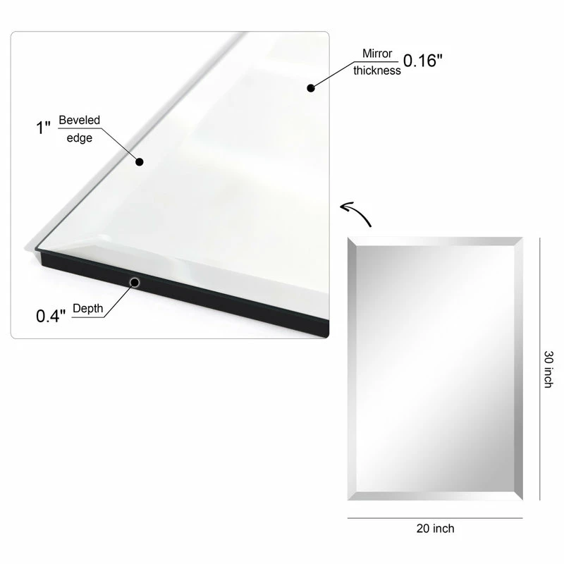 Promo ๐ Empire Art Direct Frameless Beveled Prism Rectangle Wall Mirror, 1" Beveled Edge, 30"x20" ๐ - Image 9