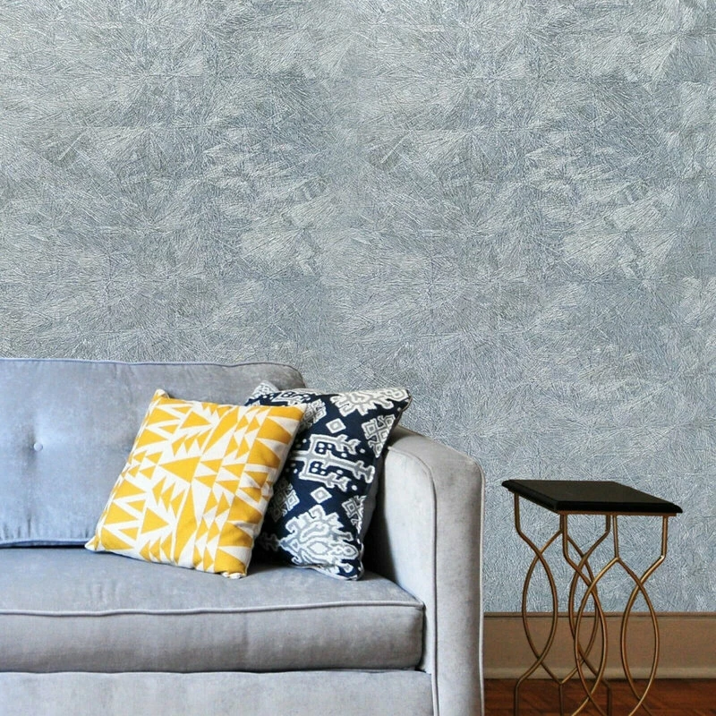 Outlet 🔥 Portofino Silver Blue Gold Metallic Crushed Metal Textured Wallpaper, 21 Inc X 33 Ft Roll 🌟 - Image 3