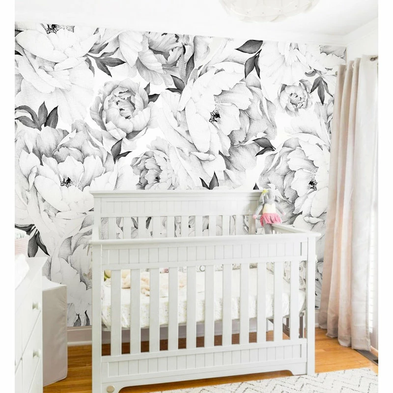 Cheapest 🎁 Accentuwall Peony Flower Mural Wall Art Wallpaper, Peel And Stick, Black & White, 24"x96" 🎁 - Image 4