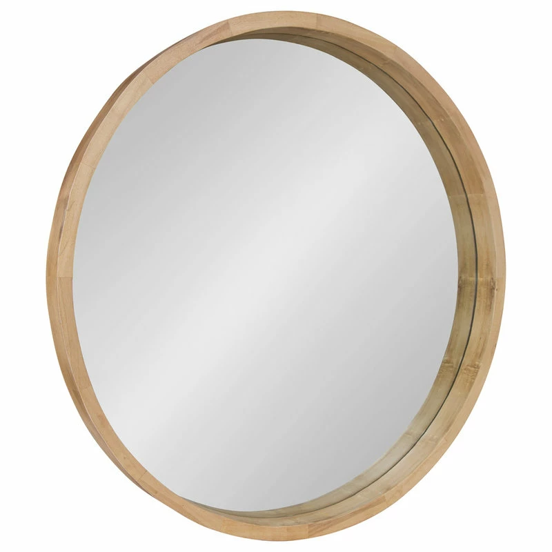 Wholesale ✔️ Uniek Inc. Hutton Round Decorative Wood Framed Wall Mirror, Natural, 30 Diameter 🌟