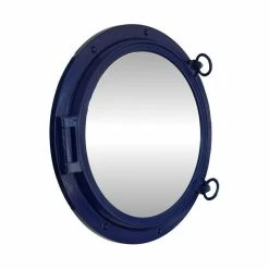 Buy ⭐ Handcrafted Nautical Decor Porthole Mirror, Navy Blue, 24" 🤩
