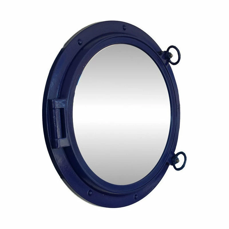 Buy ⭐ Handcrafted Nautical Decor Porthole Mirror, Navy Blue, 24" 🤩