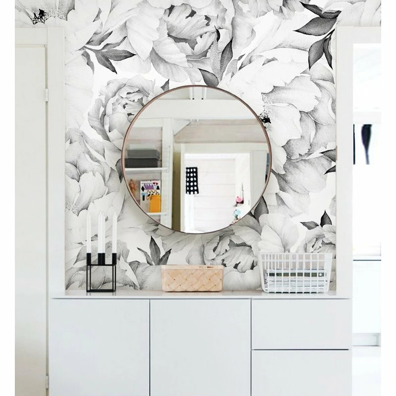 Cheapest 🎁 Accentuwall Peony Flower Mural Wall Art Wallpaper, Peel And Stick, Black & White, 24"x96" 🎁 - Image 3