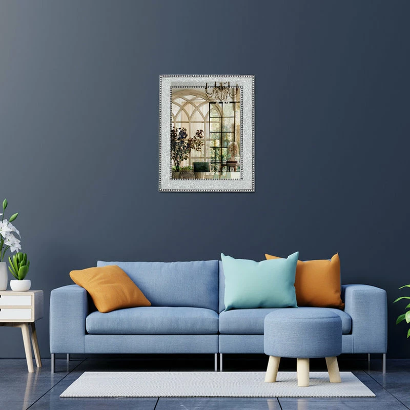 Outlet โญ DecorShore ™ Crackled Glass Decorative Wall Mirror, 30"x24", Silver ๐ - Image 2