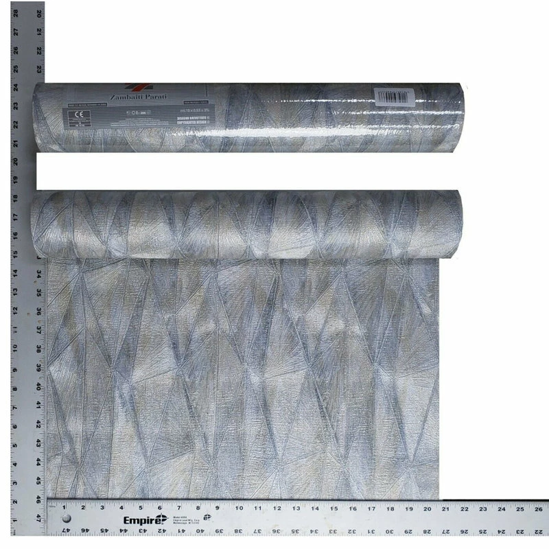 Best deal 😍 Portofino Blue Silver Gold Metallic Diamond Lines Textured Wallpaper 3D, 21 Inc X 33 Ft Ro ⭐ - Image 3