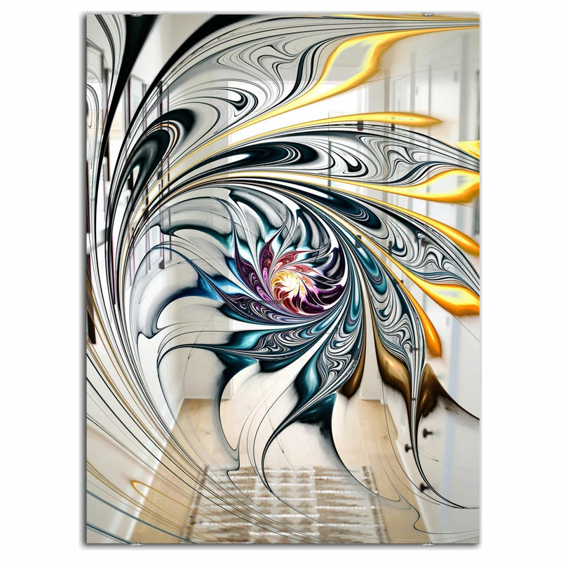 Discount 👍 Designart White Stained Glass Floral Art Modern And Accent Mirror, 28x40 ⌛ - Image 2