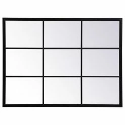 Buy 🎁 Elegant Furniture & Lighting Elegant Decor Motif 48" X 36" Mid Century Metal Windowpane Frame Mirror In Black ⌛