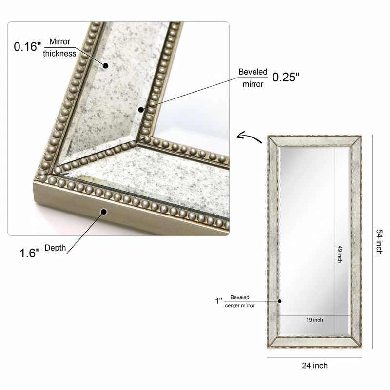 Best reviews of 🥰 Empire Art Direct Champagne Beveled Antique Wall Mirror, 1" Beveled Center, Wood Frame, 24"x54" ✨ - Image 9