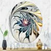 Hot Sale ⌛ Designart White Stained Glass Floral Art Modern Oval Or Round Wall Mirror, 24x36 👏