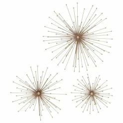 Hot Sale ⌛ Brimfield & May Set Of 3 Gold Metal Modern Wall Decor 74825 ❤️