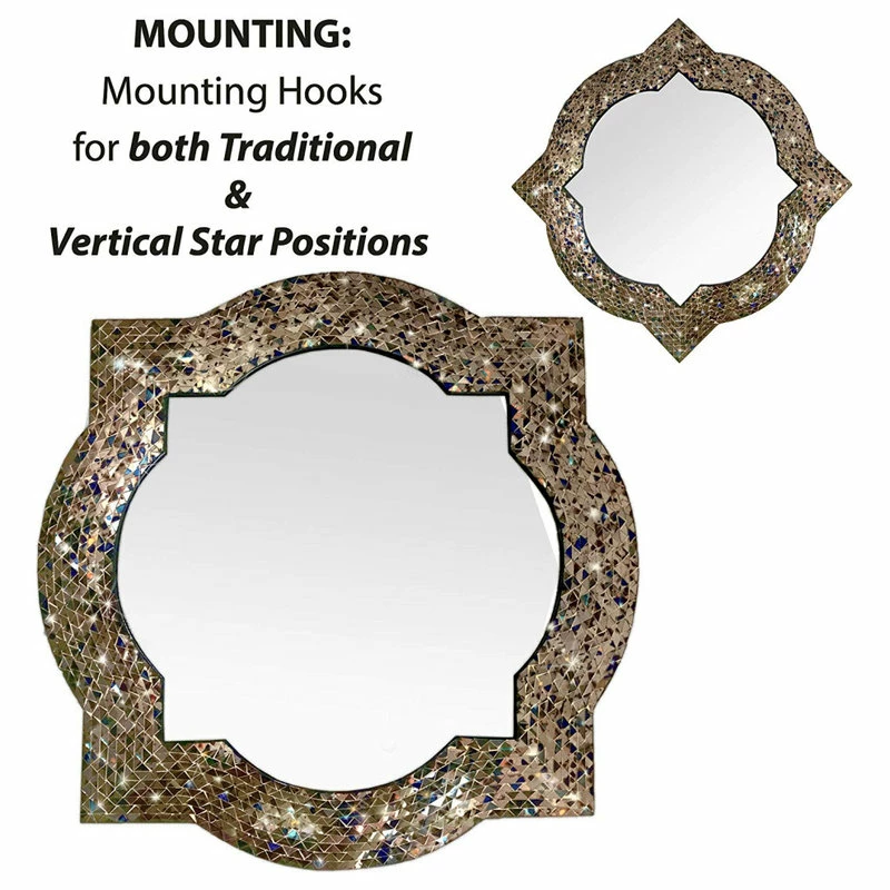 Buy ๐คฉ DecorShore ™ Andalusian Quatrefoil Mirror, Lindaraja Designer Mosaic Glass Framed Wall Mirror ๐ - Image 3