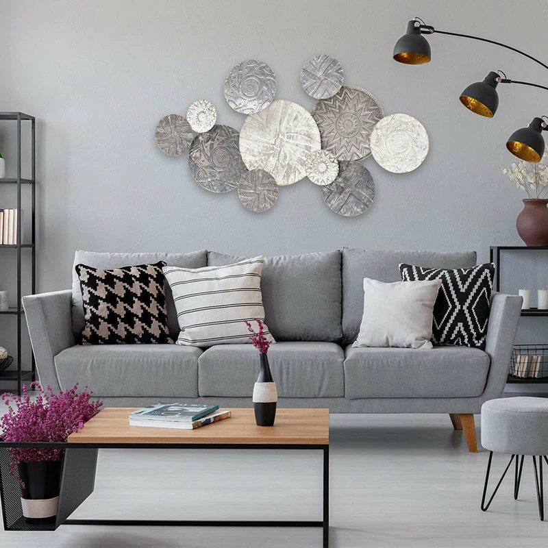 Cheapest ๐ Whole House Worlds Modernist Floating Roundels, Atelier Metal Wall Decor, Gray White Washed Patina ๐ - Image 3