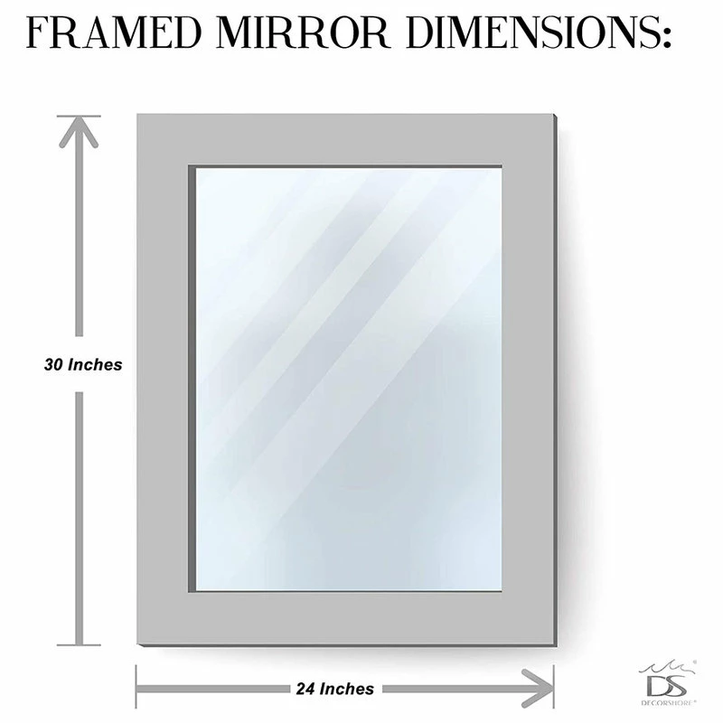 Outlet โญ DecorShore ™ Crackled Glass Decorative Wall Mirror, 30"x24", Silver ๐ - Image 5