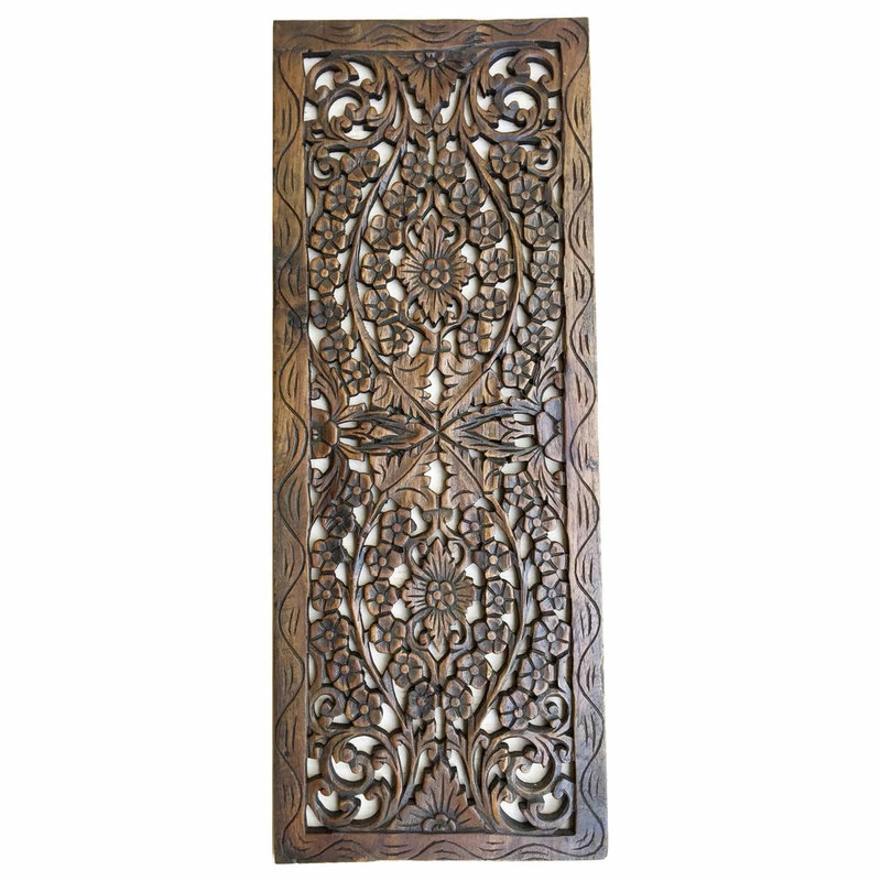 Discount 🛒 Asiana Home Decor Floral Wood Carved Wall Panel, Walnut Dark Brown, 35.5"x13.5" 🤩 - Image 4